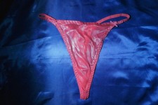 VTG Satin Hot Pink Metallic Foil Thong M6