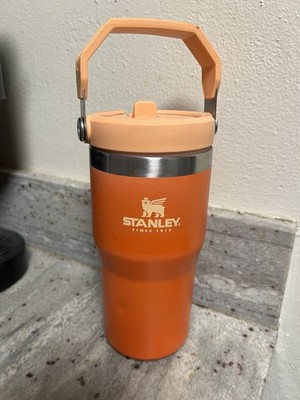 Stanley Orange Stainless Steel Insulated Tumbler With Handle Lid Straw EUC 20oz