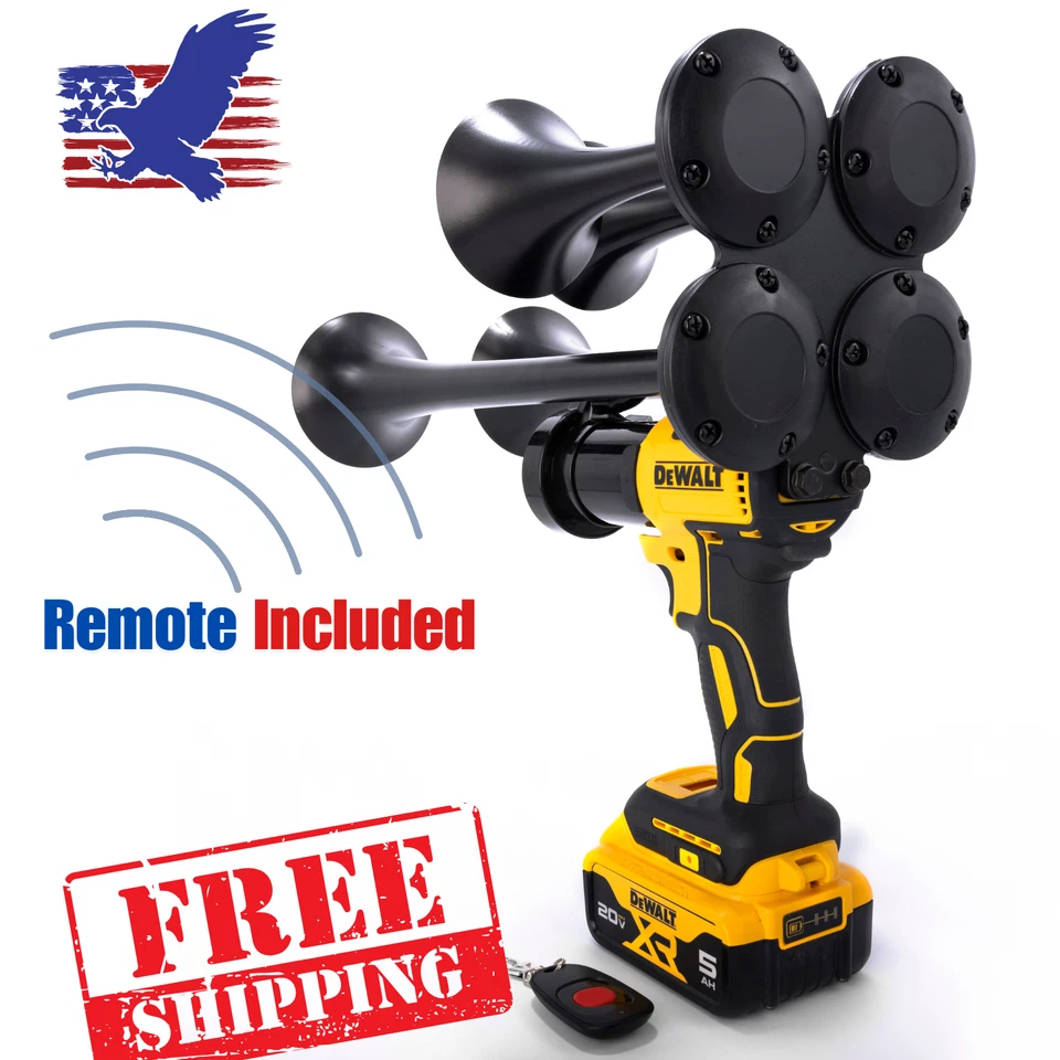 Bocina de aire de tren de taladro de impacto DeWalt 20V + control remoto | Montado en EE. UU. Foto 3 de 4