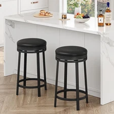 24'' Swivel Bar Stools Set of 2 with Footrest, Modern Counter Height Barstool...