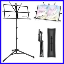 Music Stand Foldable Portable Metal Sheet Music Stand with Carrying Bag, Ad...