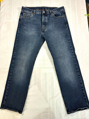 Levi's Men's Straight Fit Dark Wash Blue Denim Jeans Button Fly 5-Pocket