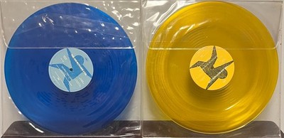2x-The John Butcher Axis Blue Yellow Promo Vinyl Records Along the Axis Sounds!