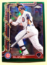 Seiya Suzuki 2025 Topps Chrome Holiday HC89 Green Foil Border #88/99, +H89 Base