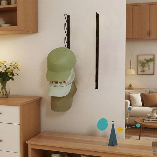 Hat Rack for Baseball Caps - Vertical Hat Stand for Wall, Wall Mounted Hat Ho... - Picture 3 of 8