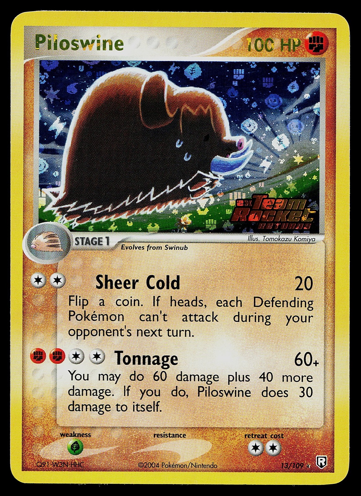 Pokemon Card - Piloswine Team Rocket Returns 13/109 Reverse Holo Stamped