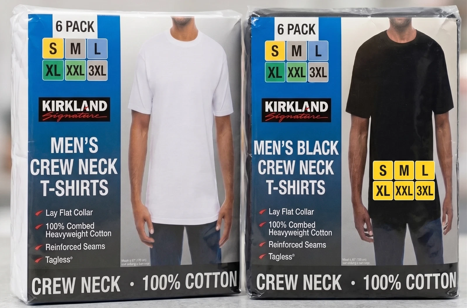 Kirkland Signature Men’s Crew Neck Tee, 6-pack Heavyweight Cotton White Black
Opens in a new window