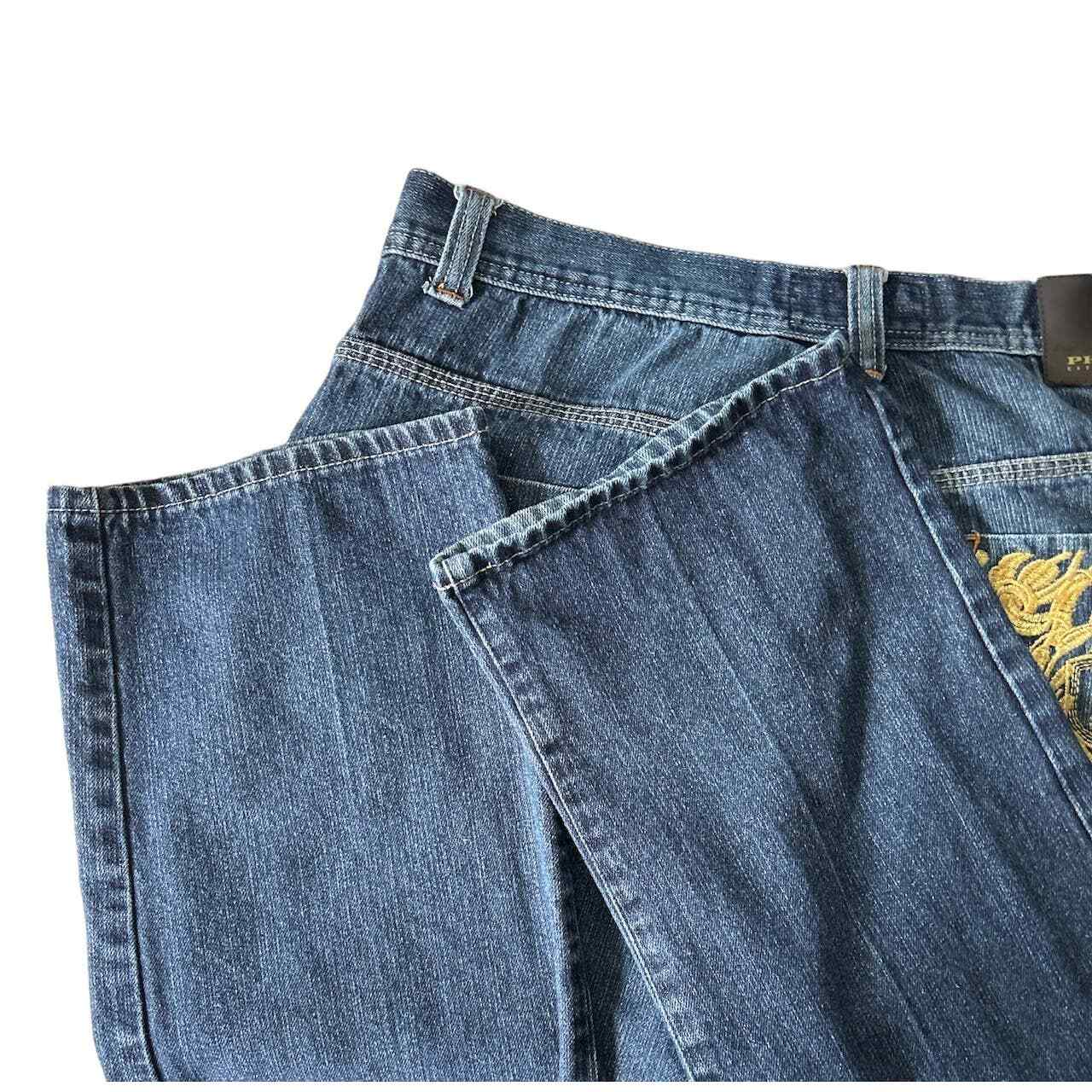 Pantaloncini jeans vintage Phat Farm Fuel denim nuovi taglia 32 blu