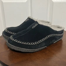 Men’s SOREL FALCON RIDGE II BLACK SUEDE SHERPA LINED SLIPPERS - Sz 10 - EUC
