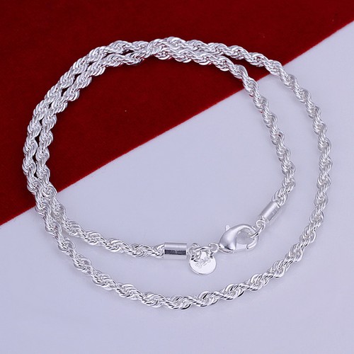 Solid Silver Jewelry Wrest Rope Chain 
