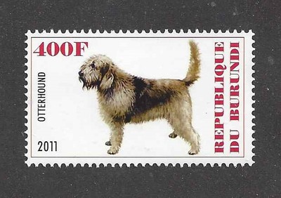 Dog Art Full Body Portrait Postage Stamp OTTERHOUND OTTER HOUND Burundi 2011 MNH
