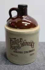 Vintage Ehrle Bros. Winery Amana Colonies 4/5 Qt Stoneware Jug USA 1974