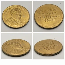 Wendell Willkie McNary 1940 Presidential Campaign Election Token Coin CH Hanson