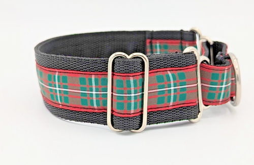 Red Green Macgregor Tartan Reducing Width Martingale Dog Collar Lead Set Whippet - Picture 5 of 7