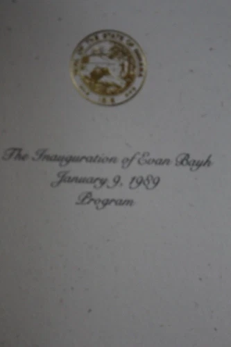 Evan Bayh Inauguration Program for Governor of Indiana January 9, 1989 LS BOX 11