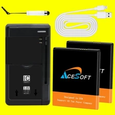 2 x 2400mAh Replaceable Battery Charger Cable for Consumer Cellular ZTE Avid 559