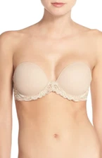 Natori Cafe Feathers Strapless Plunge Multiway Bra L138909 Womens Size 36D