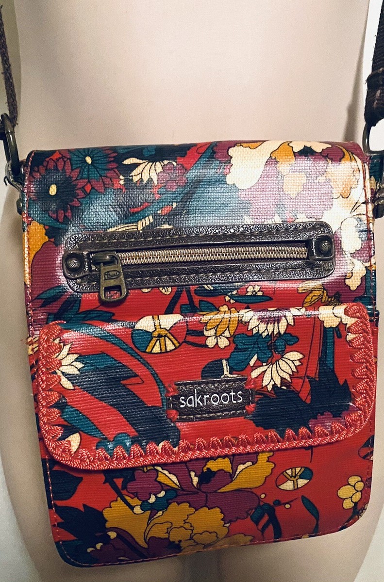 SAKROOTS Multicolored Crossbody Colorful Floral Design Peace