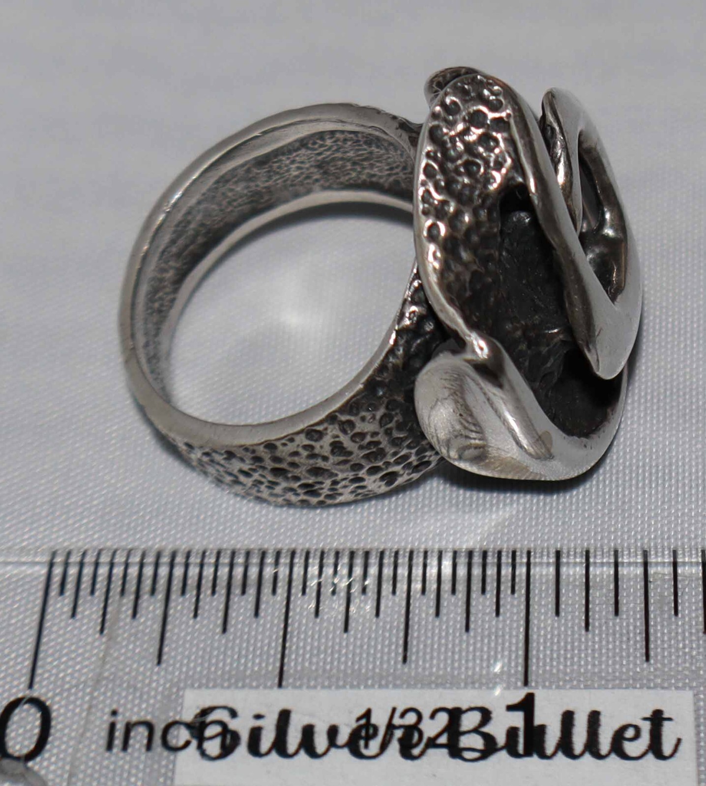 Silpada Sterling Silver Heavily Oxidized Swirl Textured Band Ring R1927 SZ 8 1/4