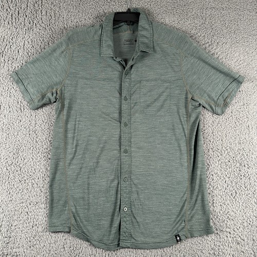 Smartwool Shirt Mens Large Green Merino Sport 150 Wool Button Up Outdoor Flaw