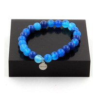 Steine Und MinéRaux. Armband Perlen Achat Phylum Blau 8 Mm. Made IN Franken