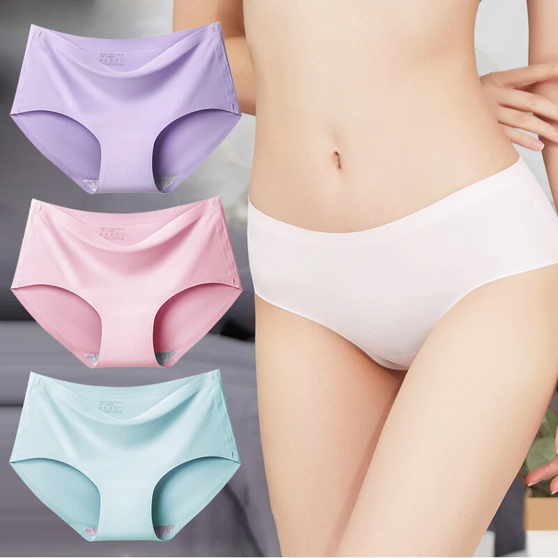 6 Pack Womens Solid Underwear Thin Panties Sexy Briefs Seamless Lingerie  Panty