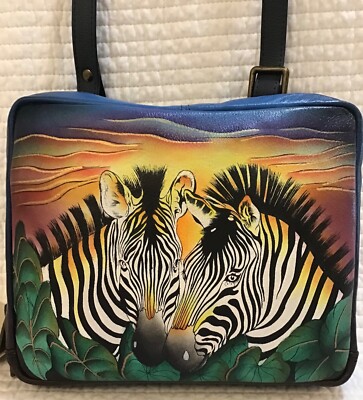 Anuschka Handpainted Leather Zip Around Organizer Crossbody Bag For Women - Handmade Artisan Purse - View #9
