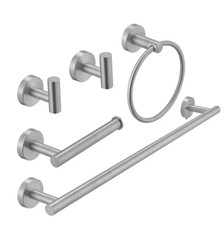 5-Piece Bath Hardware w/Towel Bar Towel Hook Toilet Paper Holder TW Ring Set 12A