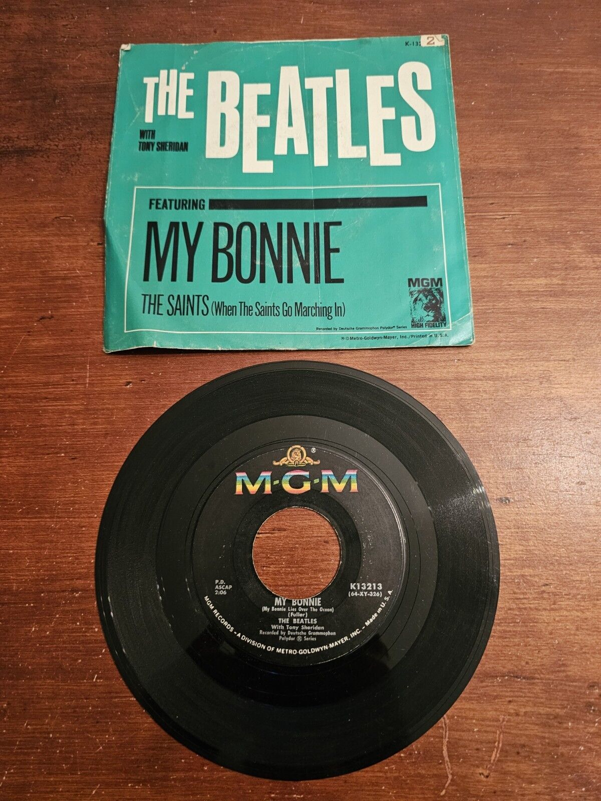THE BEATLES "My Bonnie" 45 MGM K-13213 Rock & Roll 1964 Tony Sheridan 7" Record 