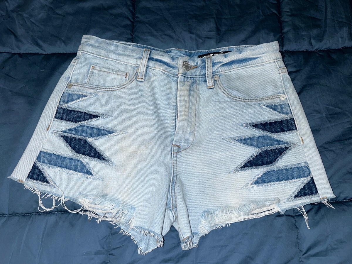 Blank NYC The Barrow Patchwork Distressed Jean Shorts Size 26