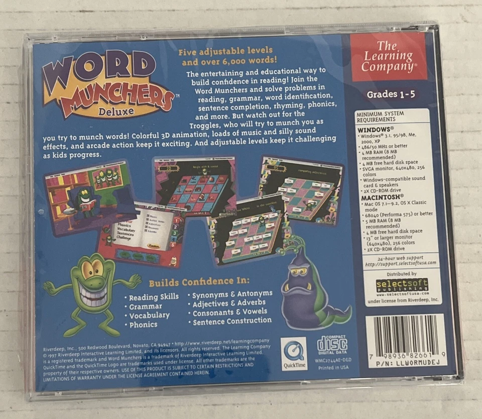 The Learning Company Word Munchers Deluxe for PC Mac CD-ROM, Sealed - Image 2 of 2