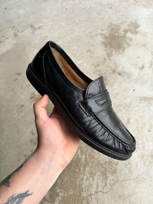 Vintage Black Leather Loafers Handmade Size 45 EU | eBay display picture 1