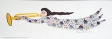 Signed HOWARD FINSTER Folk Art ANGEL Print - Unframed - 27.25" x 9.25" - EXC+