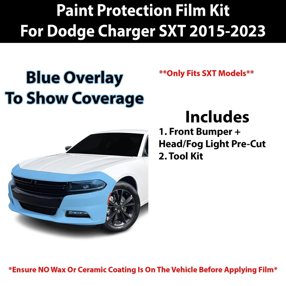 Pre Cut Paint Protection Film Clear Bra PPF for Dodge Charger SXT 2015-2023 - Image 2 of 4