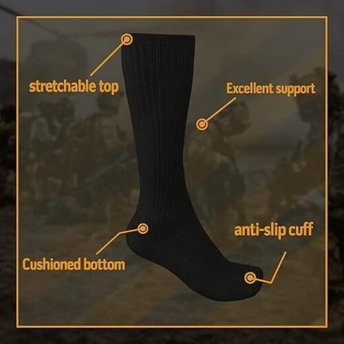 6 Pares Hombres Ejército Militar Bota Calcetines Combate Táctico Trekking Senderismo Talla 10-13 - Imagen 4 de 10