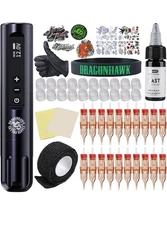Dragonhawk Tattoo Gun Kit Wireless L1 Tattoo Pen Machine Pro 3400mAh Tattoo Kit