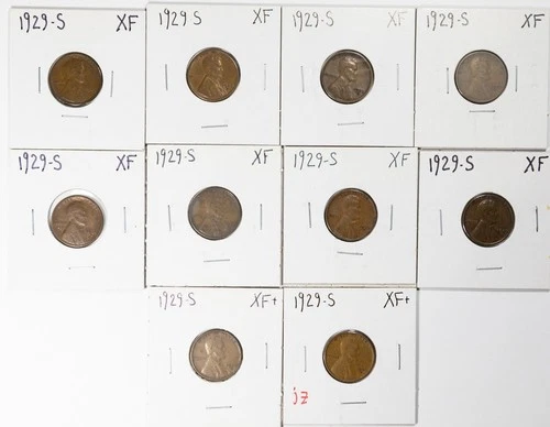 1929-S Extremely Fine (XF) - Lot of 10 Coins