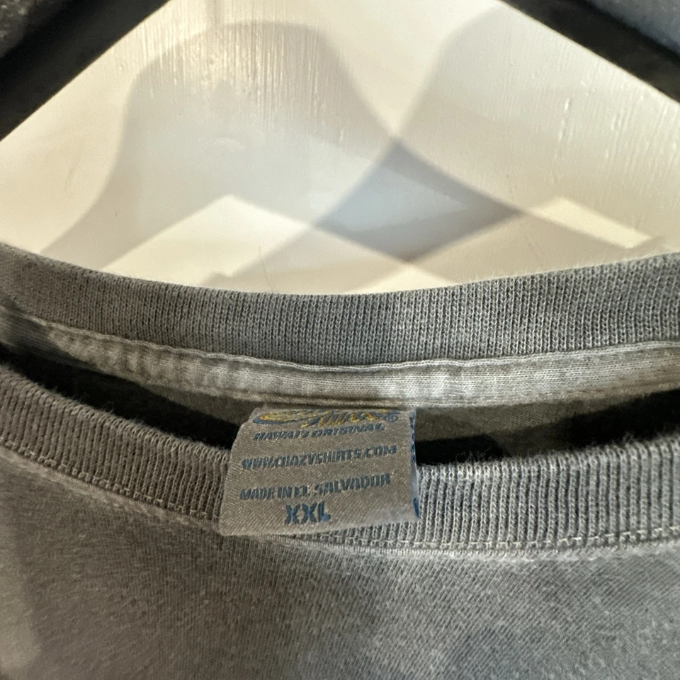 Camisa Tribal Crazy Shirts Hecha a Mano Manga Larga Azul Rompida de Ballena Para Hombre’s 2XL Gris  Foto 3 de 4