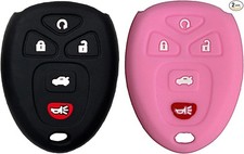 Key Fob Cover for 2 Pcs 5 Buttons Silicone Remote Case Prote Color: Black Pink