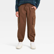 Boys' Mid-Rise Tapered Cargo Jogger Pants - art class Brown 6