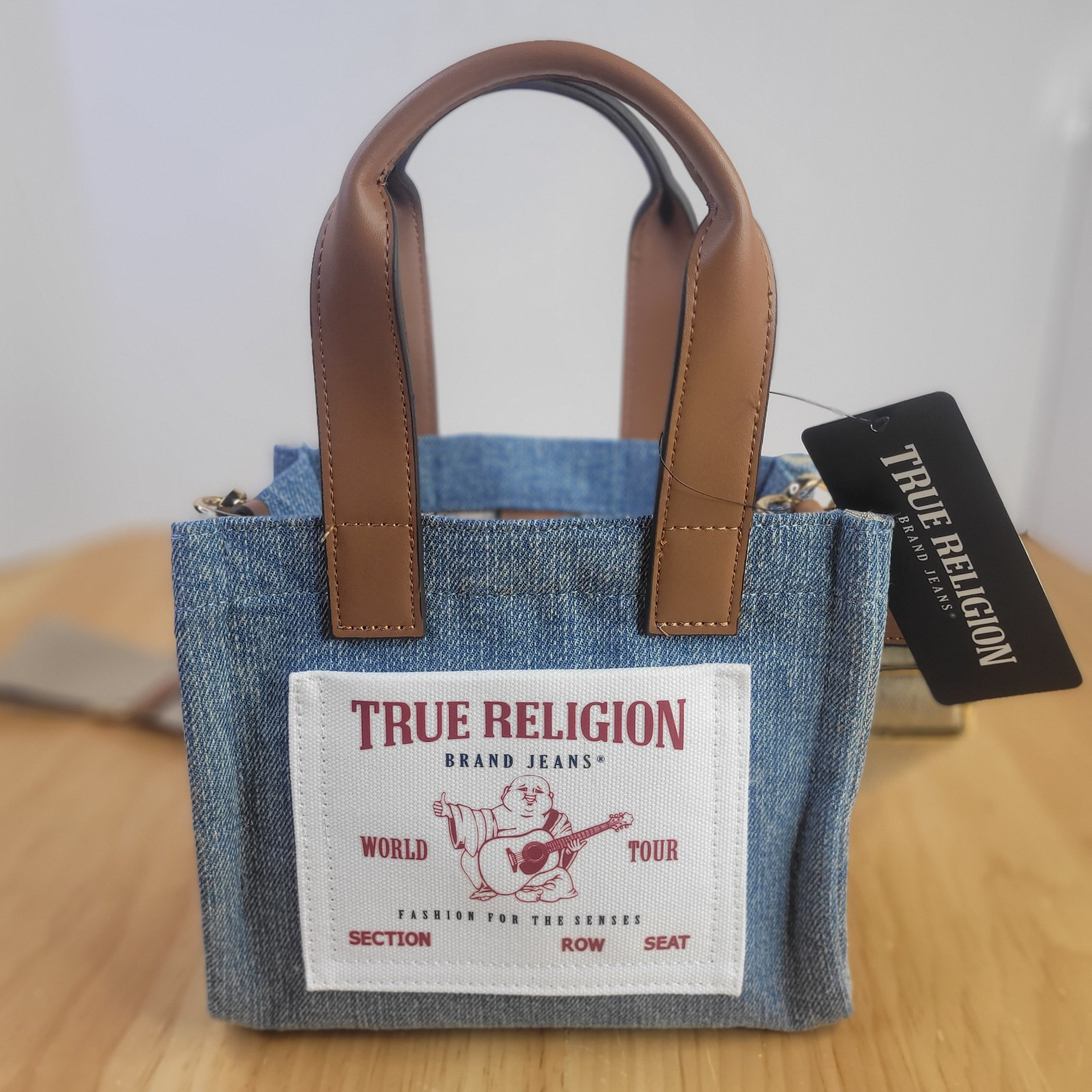 True Religion Denim Small Tote Bag with Adjustable Shoulder Strap