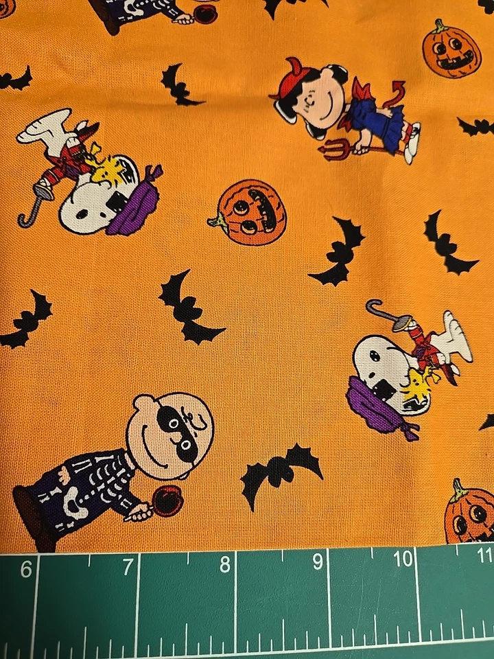 1/2码万圣节花生史努比伍德斯托克查理布朗棉织物蝙蝠 — 第 4/4 张图片