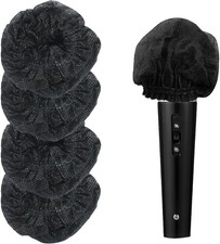 Waziaqoc 100 Pcs Disposable Microphone Hygiene Covers, Non-woven Black