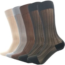 5/10 Pairs Men's Ultra Thin Socks Sheer Casual Sock Dress Socks 5 Pairs x Ra...