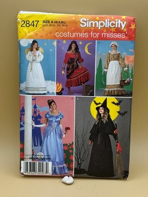 Simplicity Costumes Pattern 2847 Angel Witch Prairie Girl Gypsy SZ XS-L UNCUT