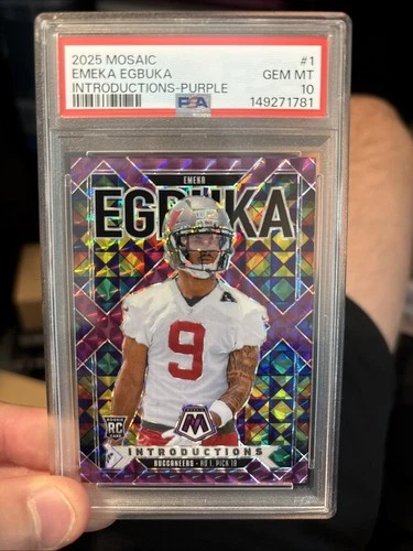 2025 Panini Mosaic - Introductions Emeka Egbuka #1 Purple Mosaic Prizm /49 (RC)