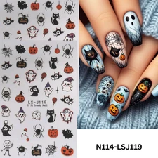 Halloween 3D Nail Stickers – Spooky Cute Nail Art Decals for DIY Manicure & Nail