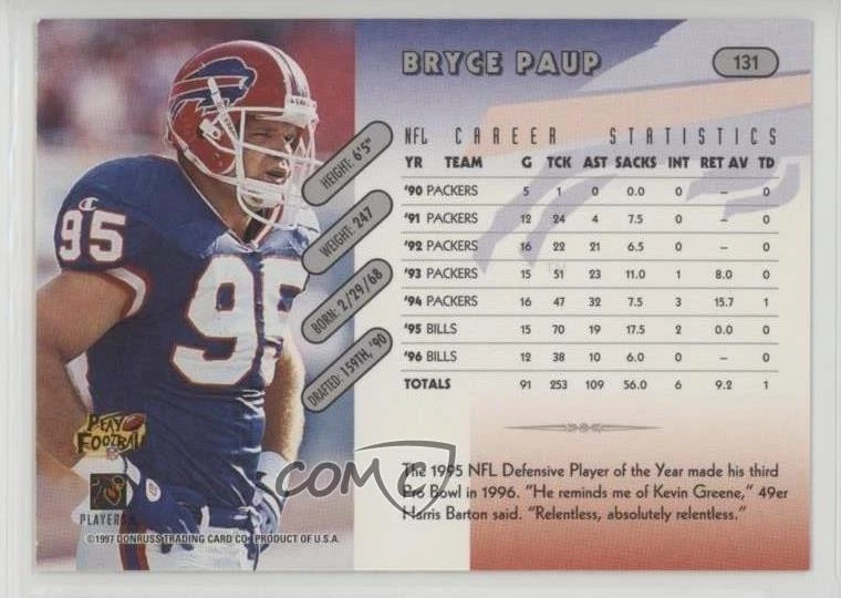 1997 Donruss Bryce Paup #131 - Image 2 of 2