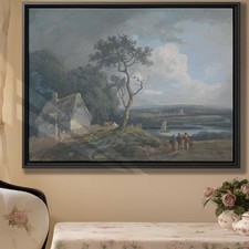 Watercolor Landscape Canvas Print Rural Countryside Vintage Wall Art Decor