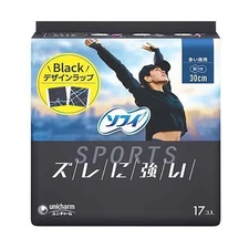 Unicharm Sofy Sports 3D Night time Winged 30cm Slim Pads 17pc